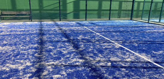 Padel court with blue floor